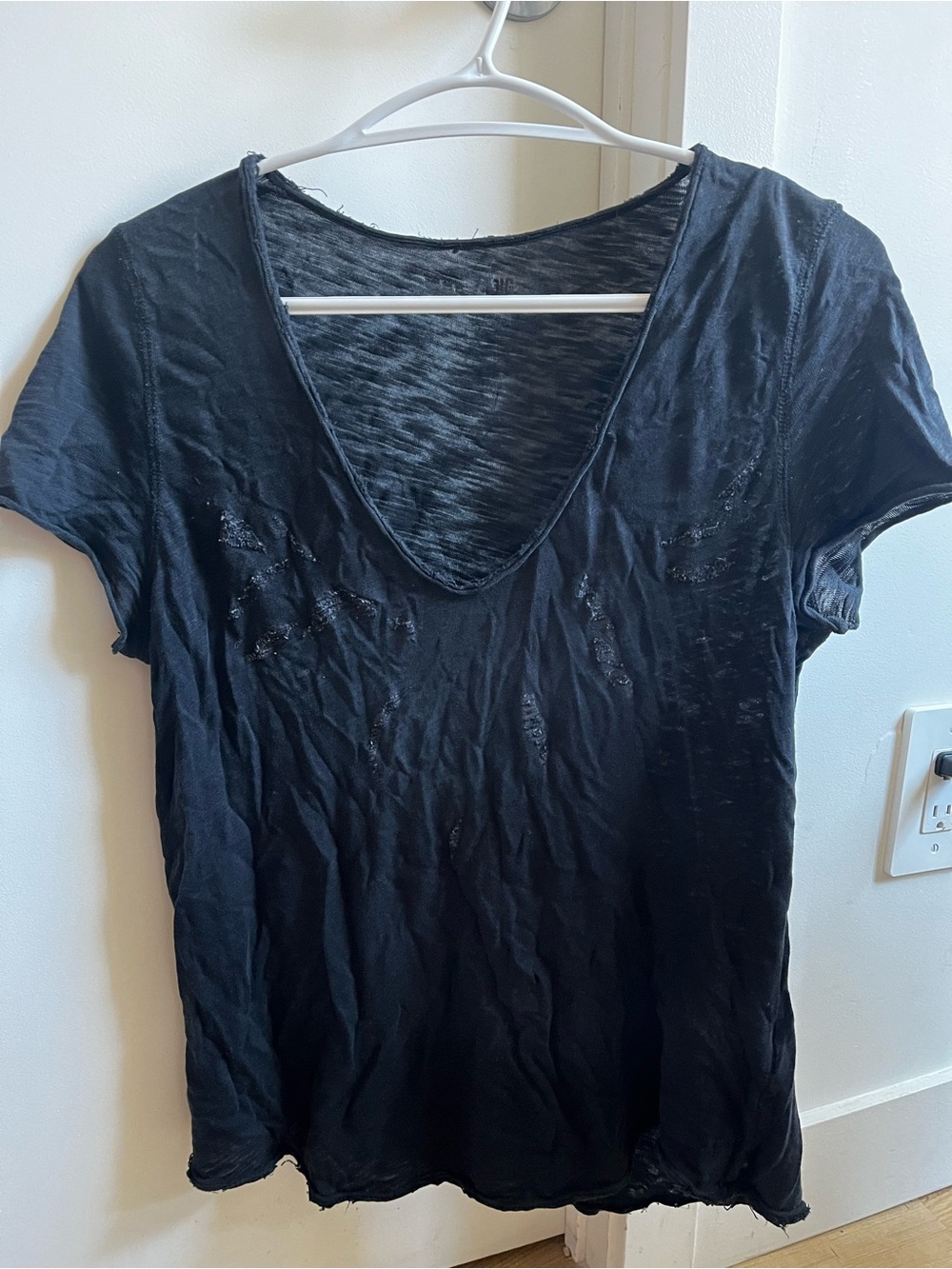 Zadig & Voltaire Black Short Sleeve Scoop Neck Tee